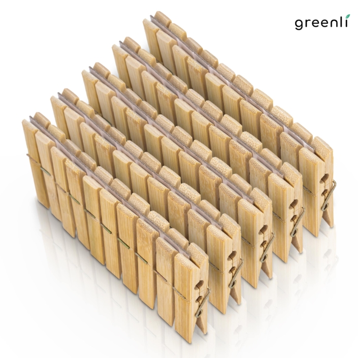 greenli Wäscheklammern Bambus 50 Stück stehend
