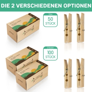 greenli Wäscheklammern Bambus Vergleich 50 Stück 100 Stück