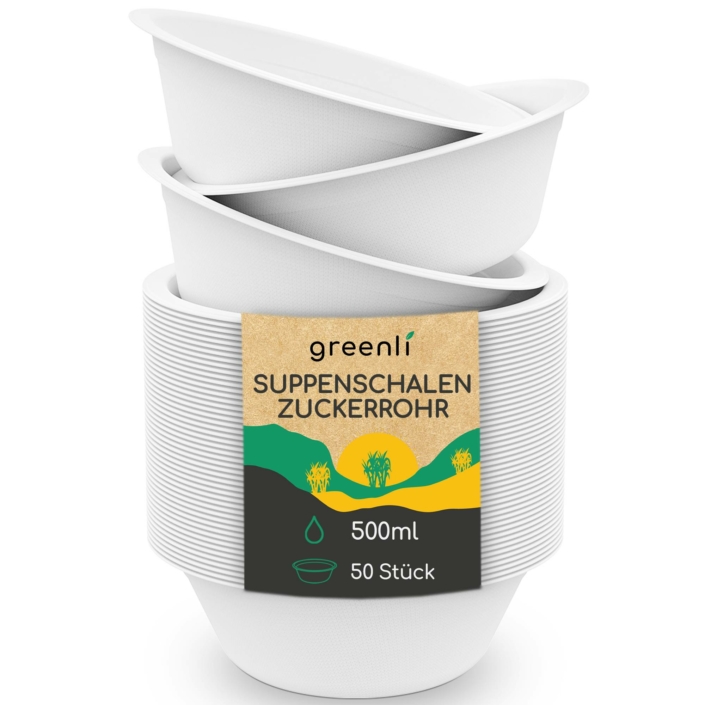greenli Einweg Suppenschalen mit Banderole - 500ml