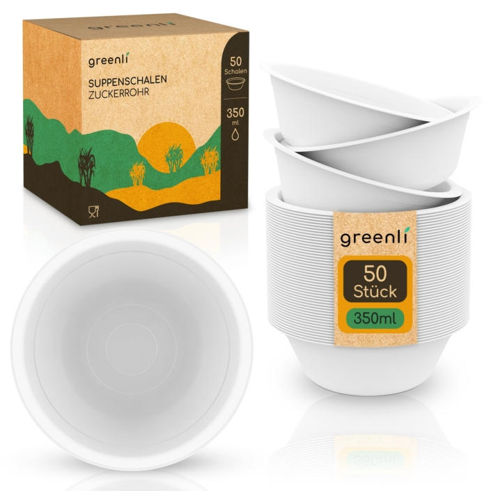 greenli Einweg Suppenschalen mit Verpackung - 350ml