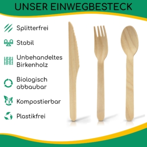 greenli Einweggeschirr Set - Einbesteck Holz Eigenschaften
