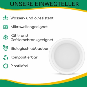 greenli Einweggeschirr Set - Einwegteller Bagasse Eigenschaften