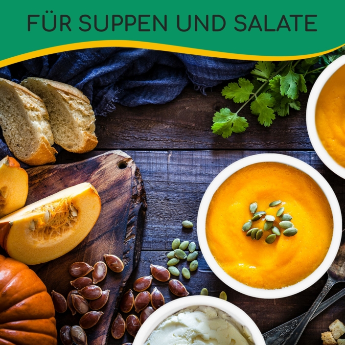 greenli Einweg Suppenschalen mit Suppen auf Tisch